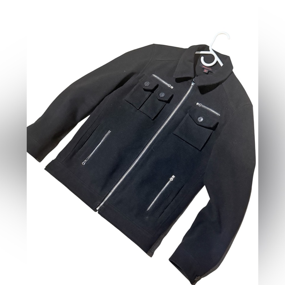 Men's Black Zip-Front Utility Jacket
